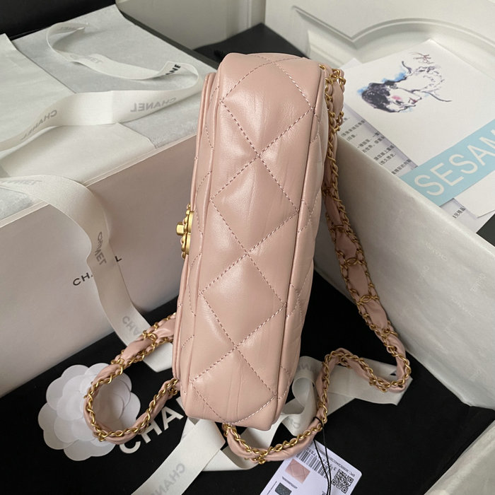 Chanel Shiny Aged Calfskin Shoulder Bag Pink AS4423