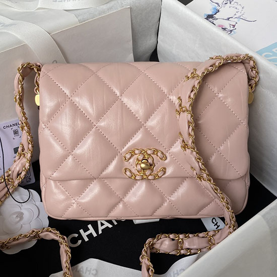 Chanel Shiny Aged Calfskin Shoulder Bag Pink AS4423