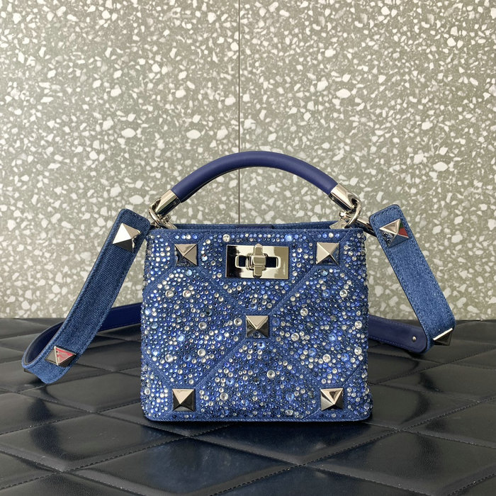 Valentino Garavani Roman Stud Tote Bag Denim V0095