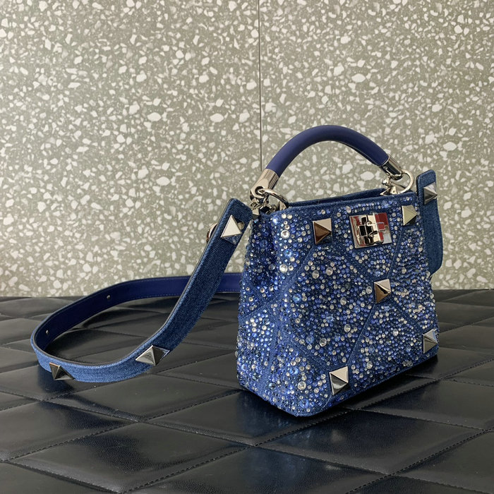 Valentino Garavani Roman Stud Tote Bag Denim V0095