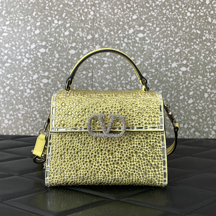 Valentino Mini Vsling Handbag With Rhinestones Yellow V0097