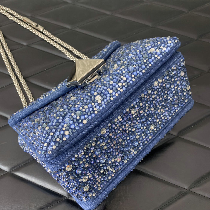 Valentino One Stud Rhinestone Small Bag Denim V0099