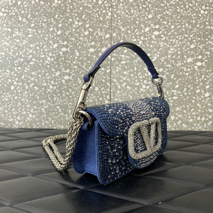 Valentino Small Loco Shoulder Bag Denim V5030