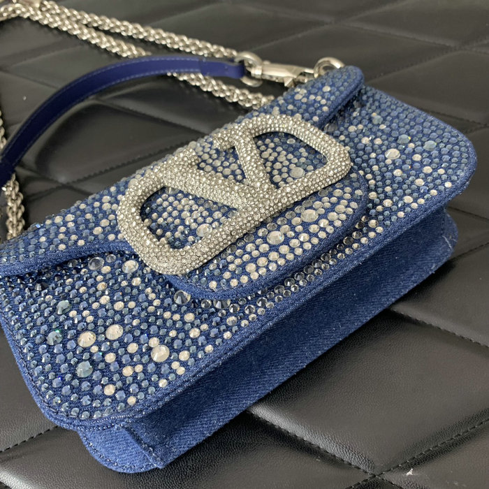 Valentino Small Loco Shoulder Bag Denim V5030