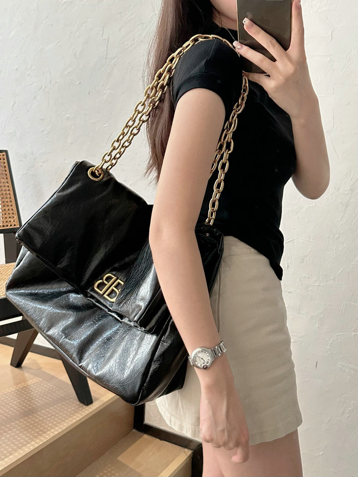 Balenciaga Monaco Large Chain Bag Black With Gold B765933