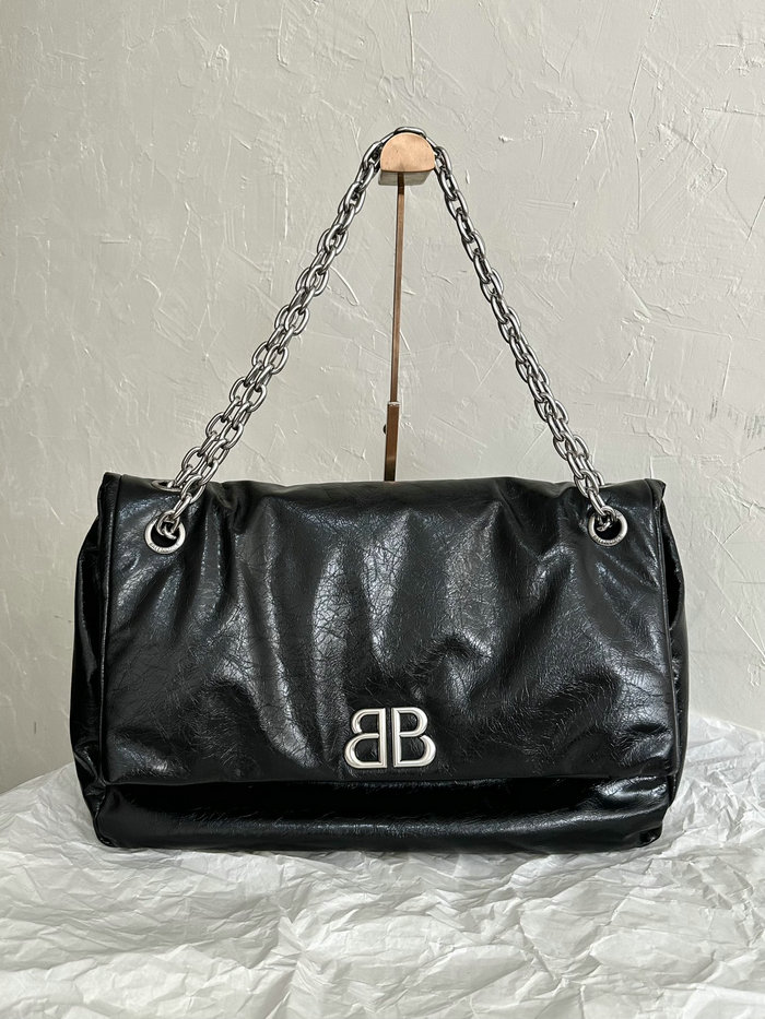 Balenciaga Monaco Large Chain Bag Black With Silver B765933