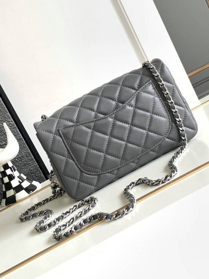 Chanel Lambskin Flap Bag Grey AS1787