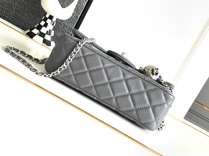 Chanel Lambskin Flap Bag Grey AS1787