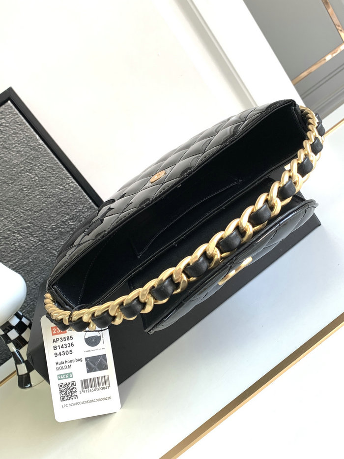 Chanel Patent Leather Clutch Black AP3585