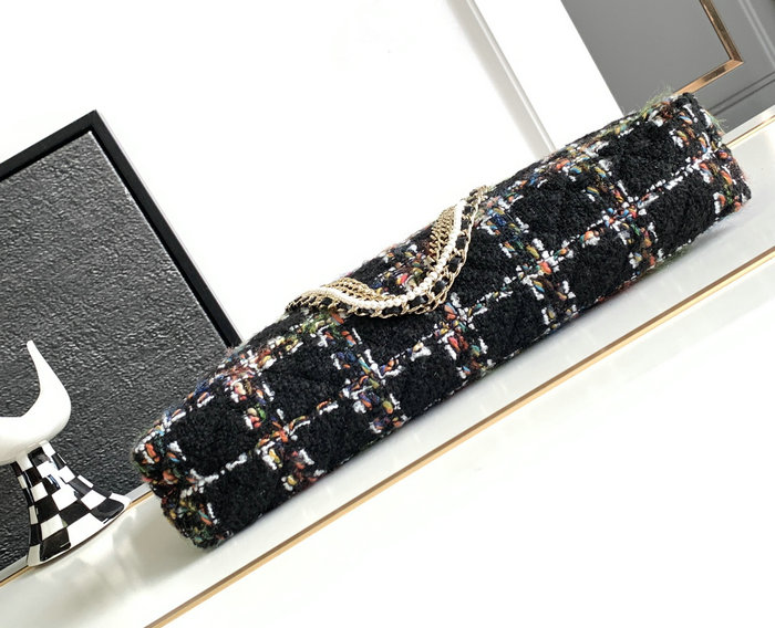 Chanel Tweed Shoulder Bag Black AS2023