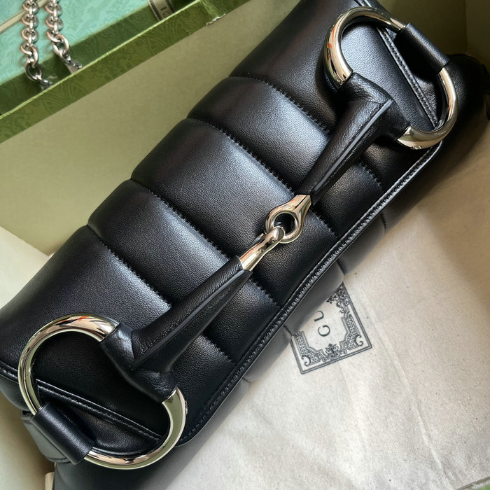 Gucci Horsebit Chain Medium Shoulder Bag Black 764255