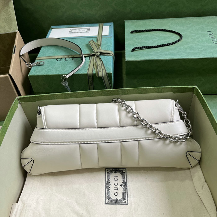 Gucci Horsebit Chain Medium Shoulder Bag White 764255