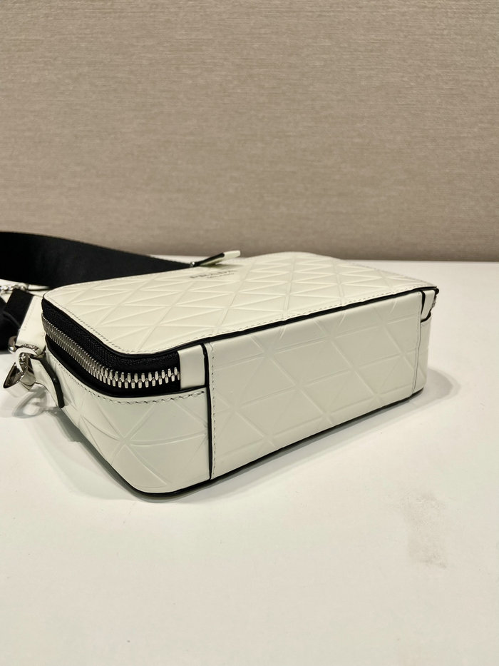 Prada Brique Brushed Leather Bag White 2VH070