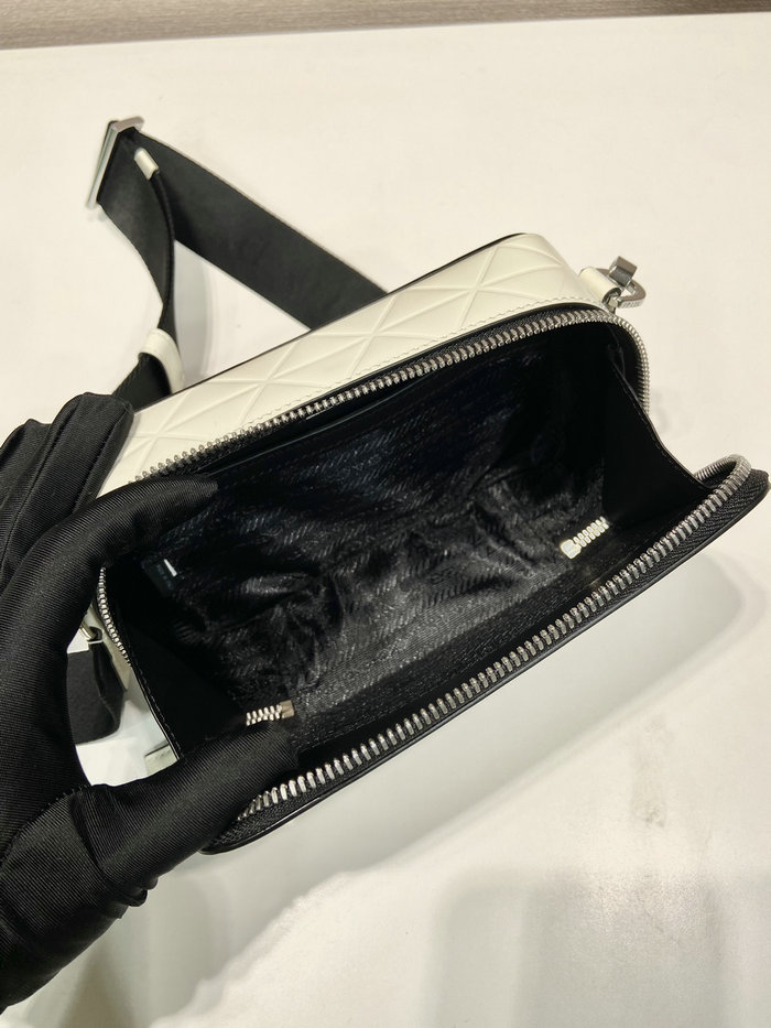 Prada Brique Brushed Leather Bag White 2VH070