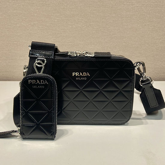 Prada Brique Brushed Leather Bag with Triangle Motif 2VH070