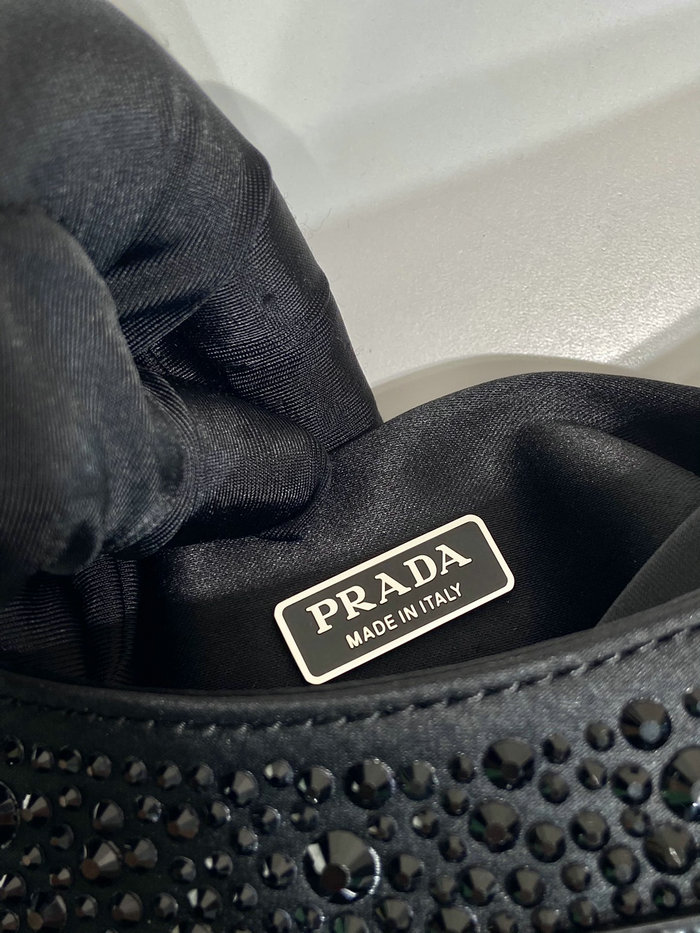 Prada Cleo satin bag with crystals Black 1BC169