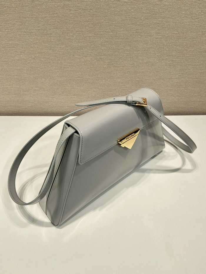 Prada Large Brushed Leather Handbag Grey 1BD342