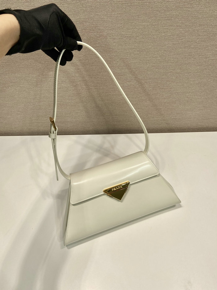 Prada Medium Brushed Leather Handbag White 1BD343