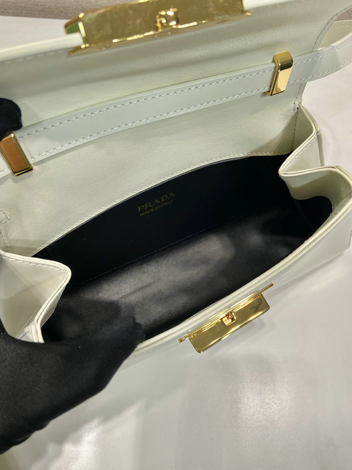 Prada Medium Brushed Leather Handbag White 1BD343