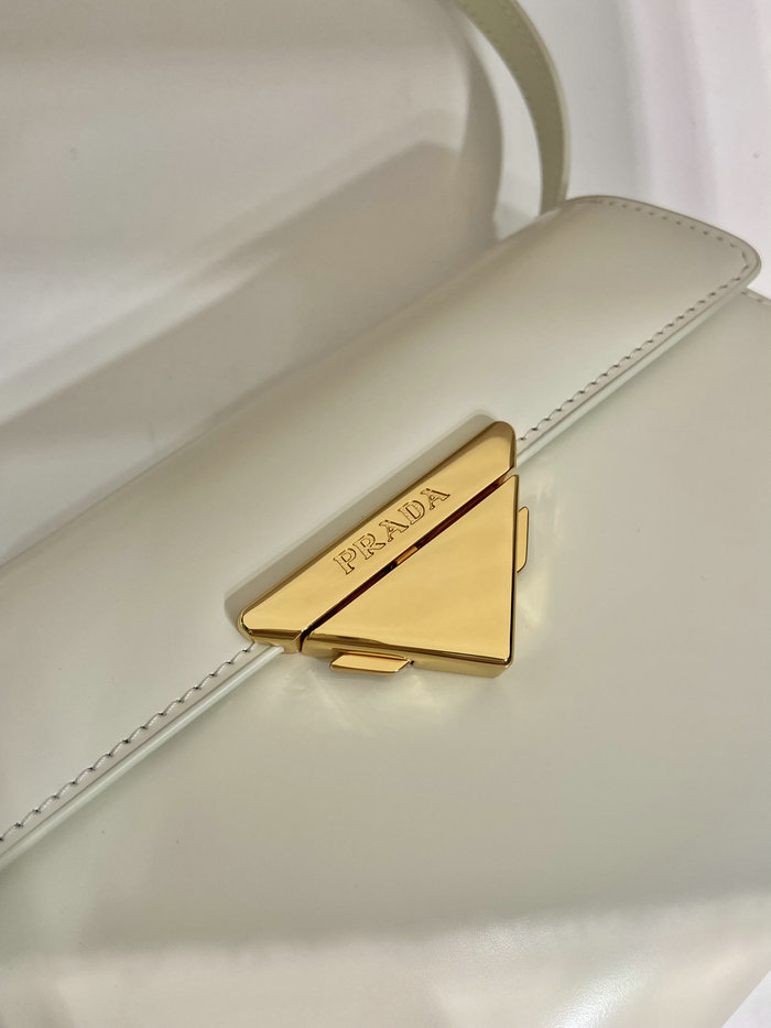 Prada Medium Brushed Leather Handbag White 1BD343