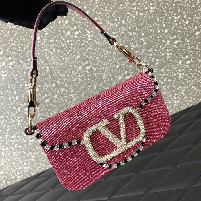 Valentino Loco Embroidered Small Shoulder Bag Pink V5032