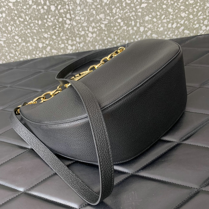 Valentino Small Vlogo Moon Hobo Bag Black V0098