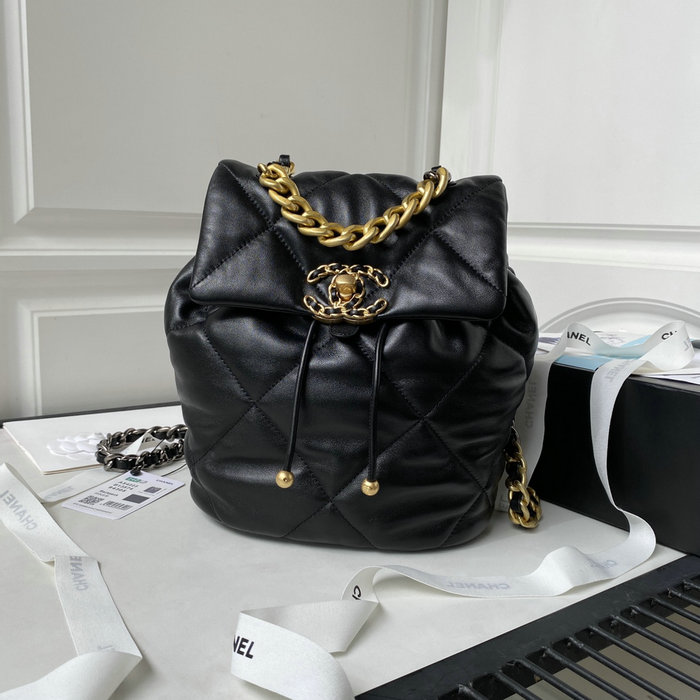 Chanel 19 Lambskin Backpack Black with Gold hardware AS4223