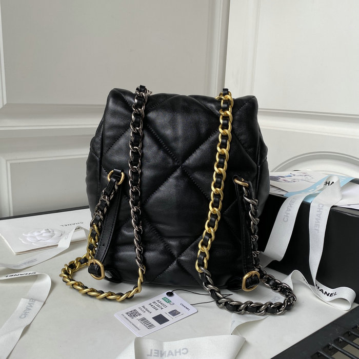 Chanel 19 Lambskin Backpack Black with Gold hardware AS4223