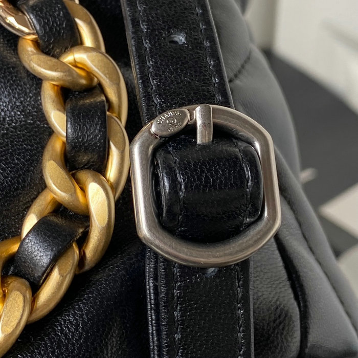 Chanel 19 Lambskin Backpack Black with Silver hardware AS4223