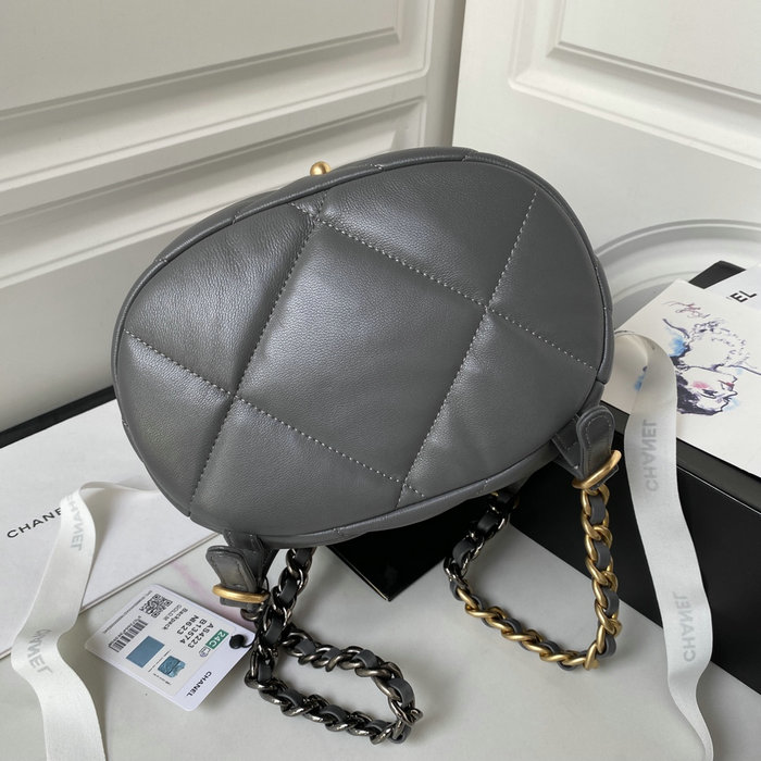 Chanel 19 Lambskin Backpack Grey with Gold hardware AS4223