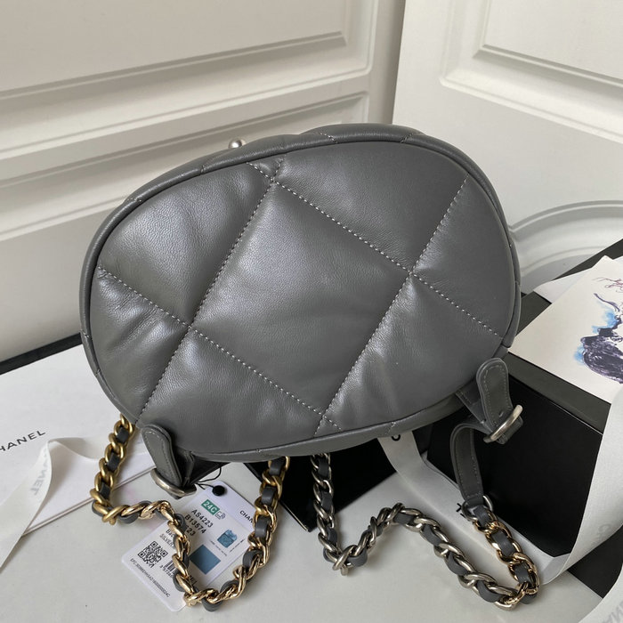 Chanel 19 Lambskin Backpack Grey with Silver hardware AS4223