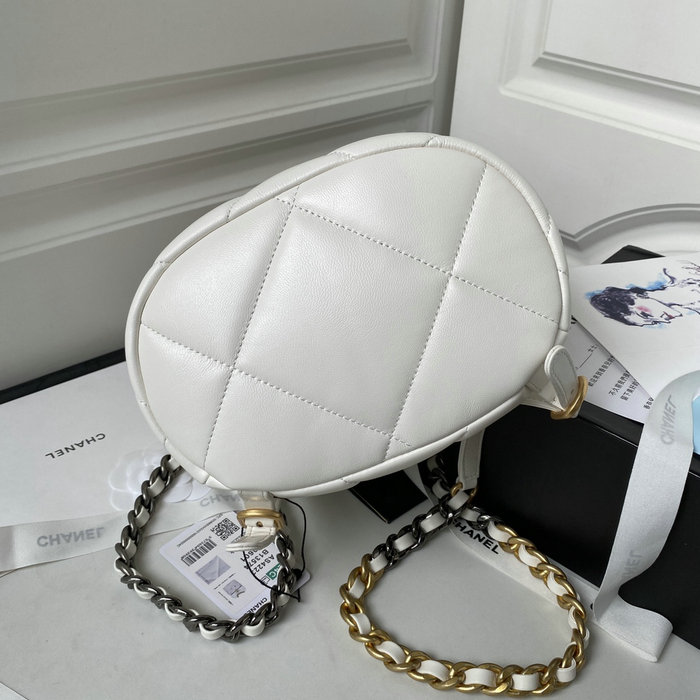 Chanel 19 Lambskin Backpack White with Gold hardware AS4223