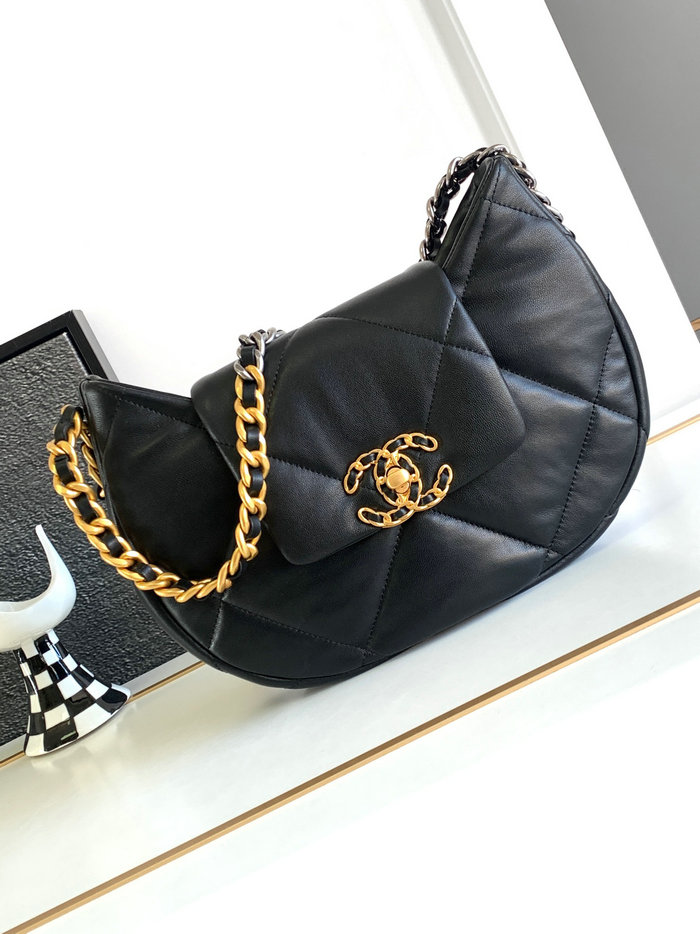 Chanel 19 Lambskin Hobo Bag Black AS4638