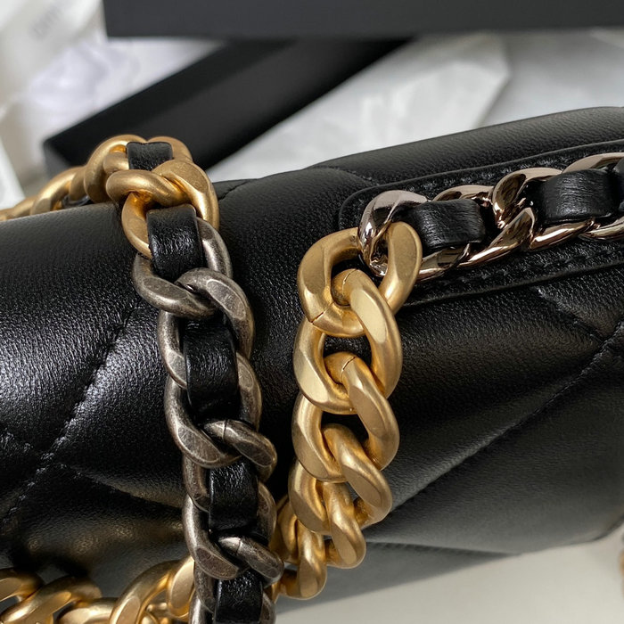 Chanel 19 Wallet On Chain Black with Gold hardware AP3267