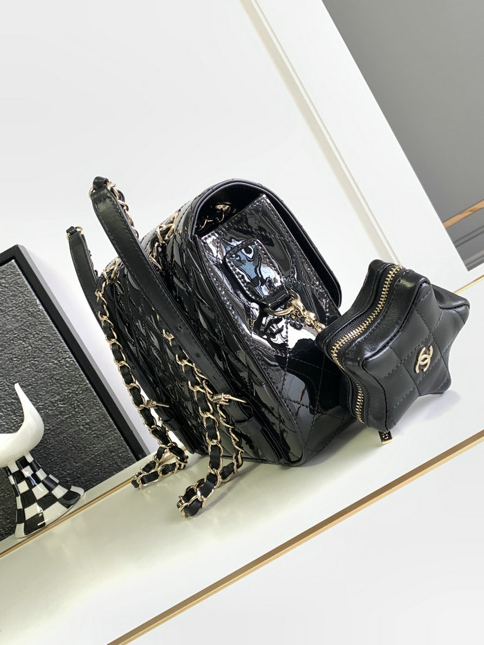 Chanel Backpack & Star Coin Purse Black AS4649