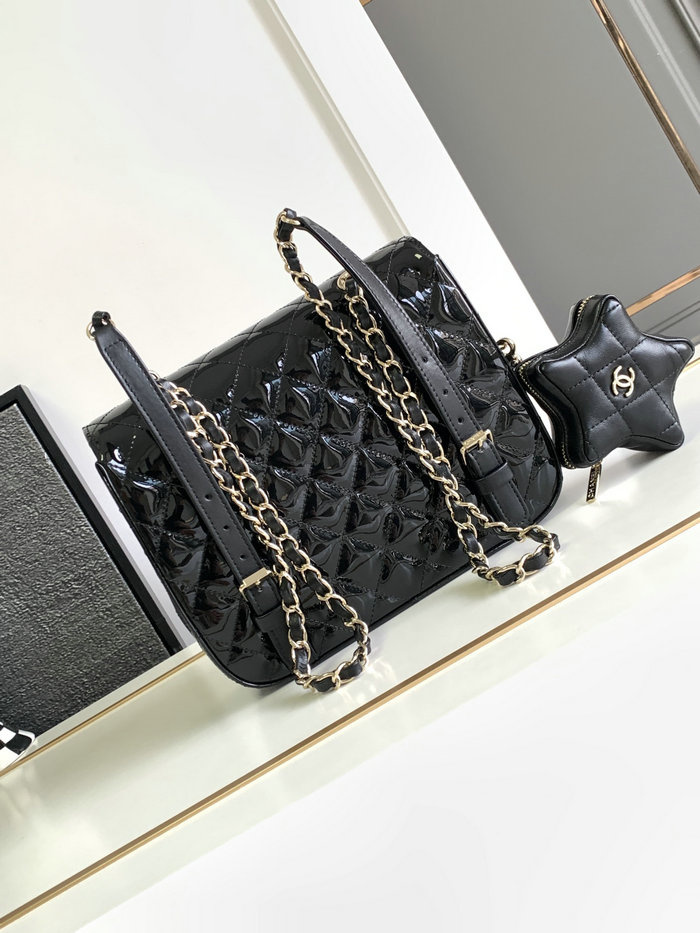 Chanel Backpack & Star Coin Purse Black AS4649