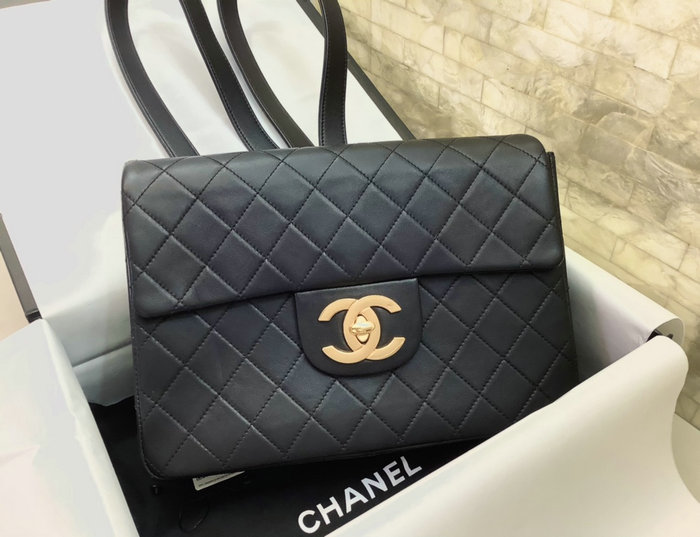 Chanel Black Quilted Lambskin Jumbo Flap Backpack AS1102