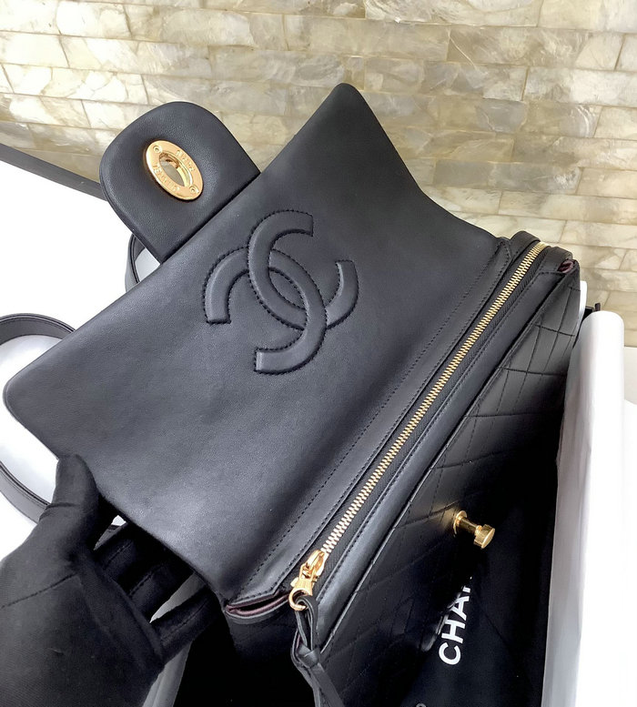 Chanel Black Quilted Lambskin Jumbo Flap Backpack AS1102