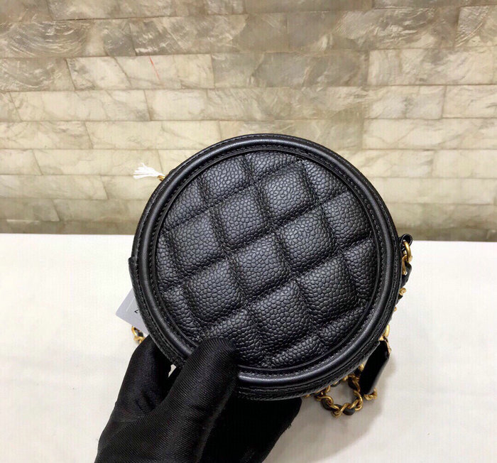 Chanel CC Filigree Round Clutch Chain Bag Black A81599