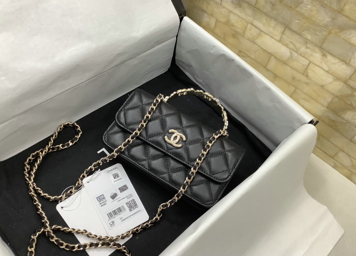 Chanel Flap Phone Holder with Chain Black AP3575