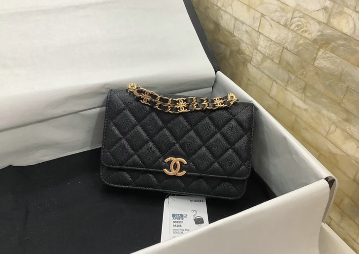 Chanel Grain Calfskin Chain Wallet AS3019