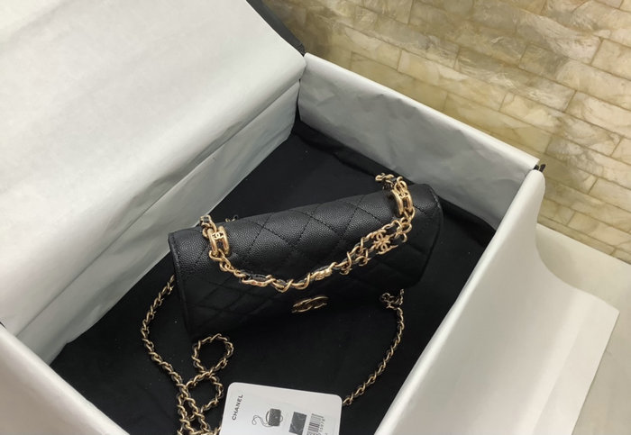 Chanel Grain Calfskin Chain Wallet AS3019