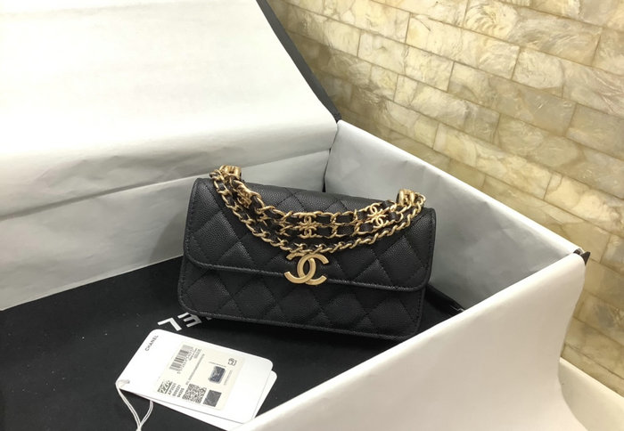 Chanel Grain Calfskin Wallet with Chain AP3021