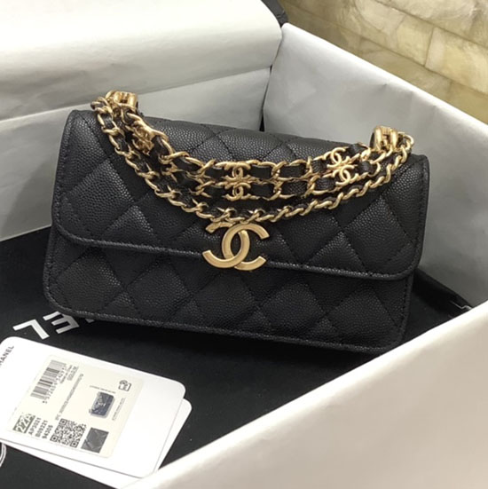 Chanel Grain Calfskin Wallet with Chain AP3021