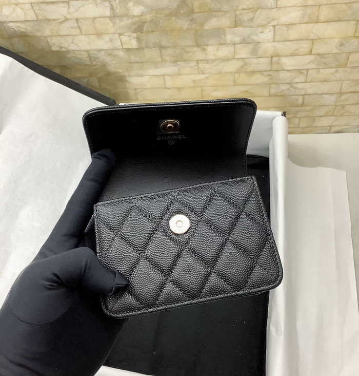 Chanel Grain Calfskin Wallet with Chain Black AP3317