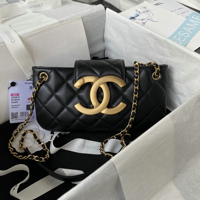 Chanel Lambskin Baguette Bag Black AS4611