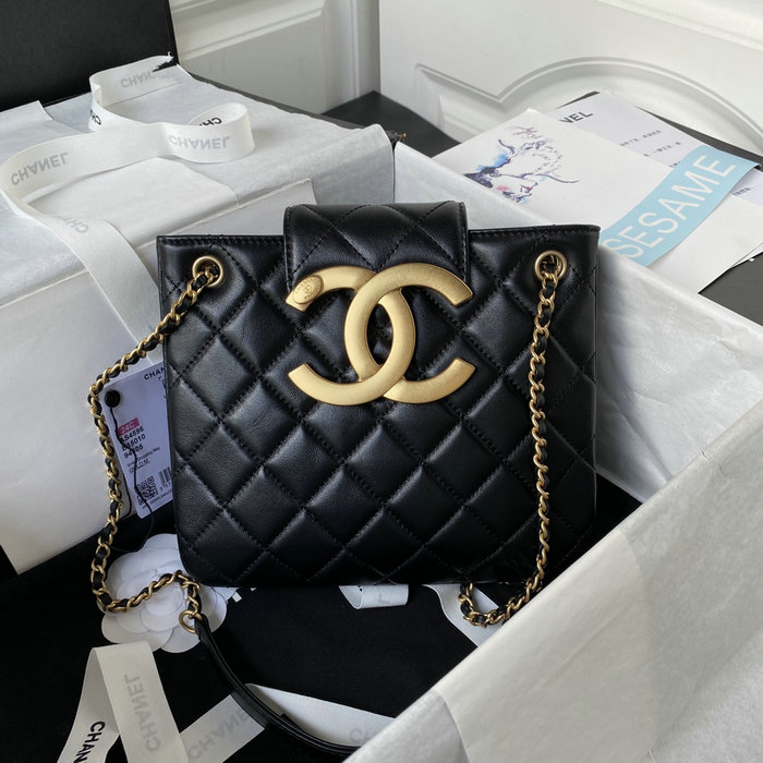 Chanel Lambskin Messenger Bag Black AS4596