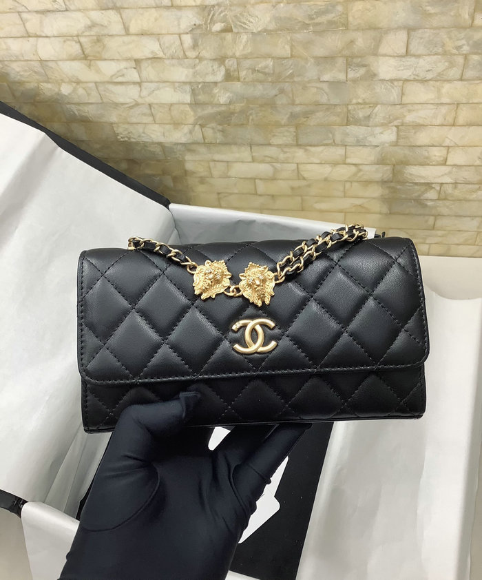 Chanel Lambskin Phone holders with Chain Black AP3426