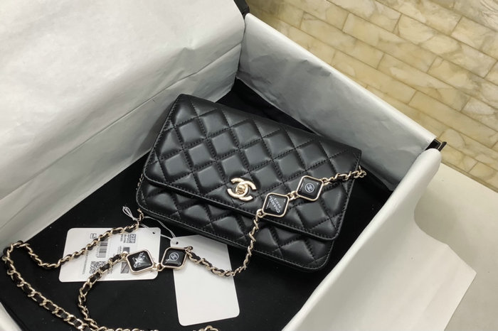 Chanel Lambskin WOC Chain Wallet AP3412