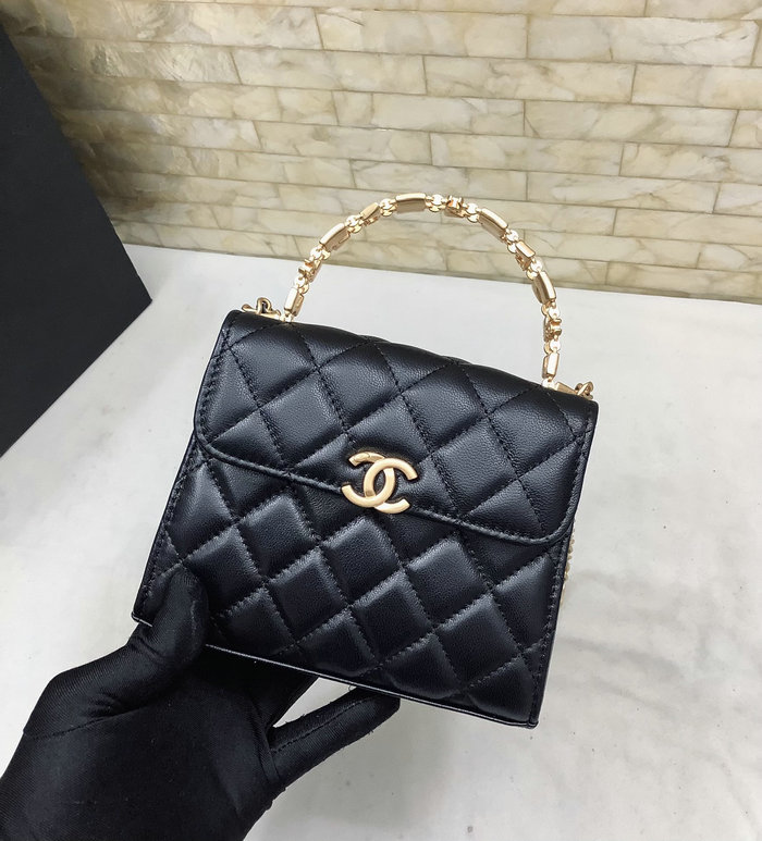 Chanel Mini Handle Clutch With Chain Black AP2945